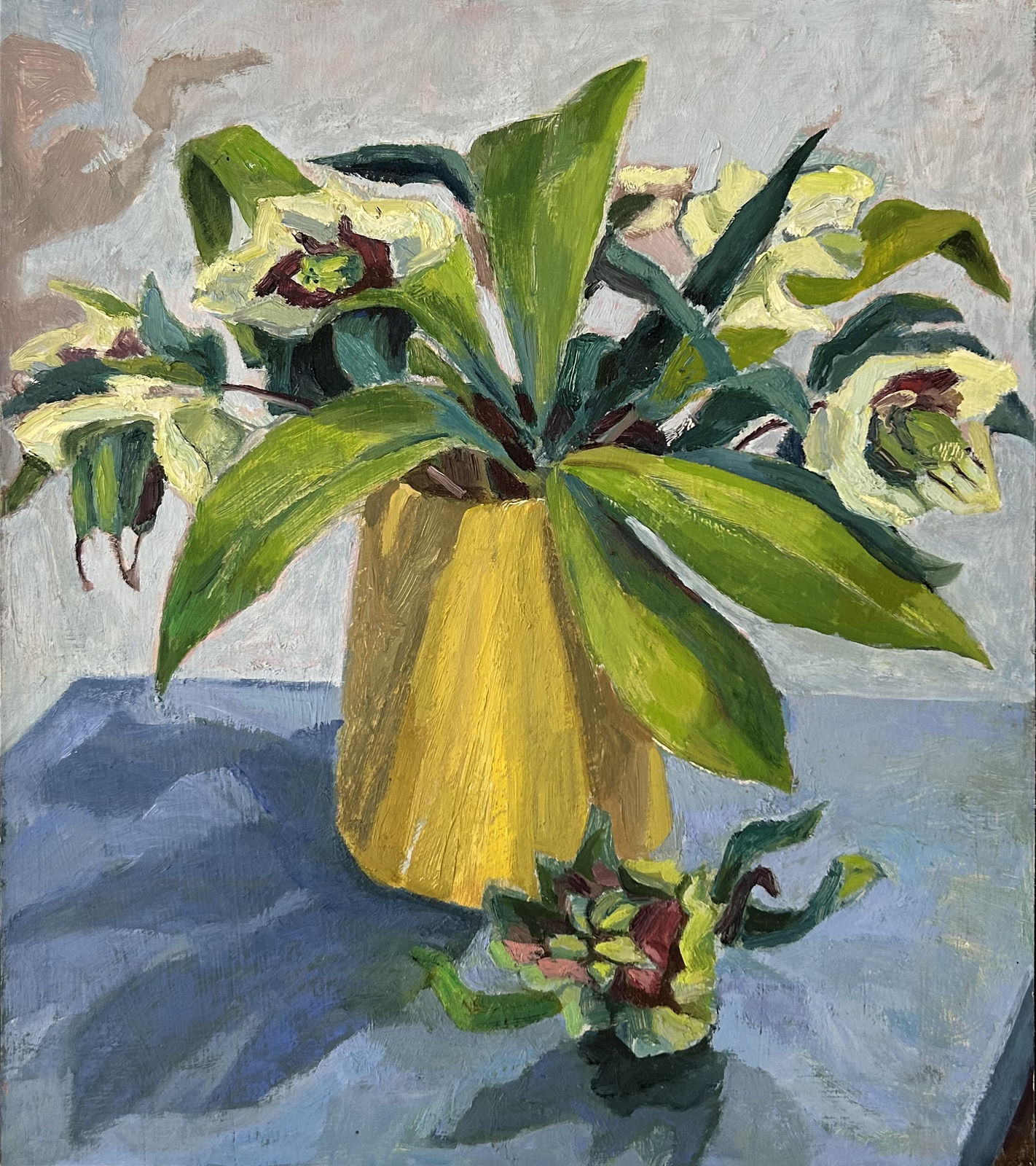 Stella Agnew, Hellebores in Ochre Vase