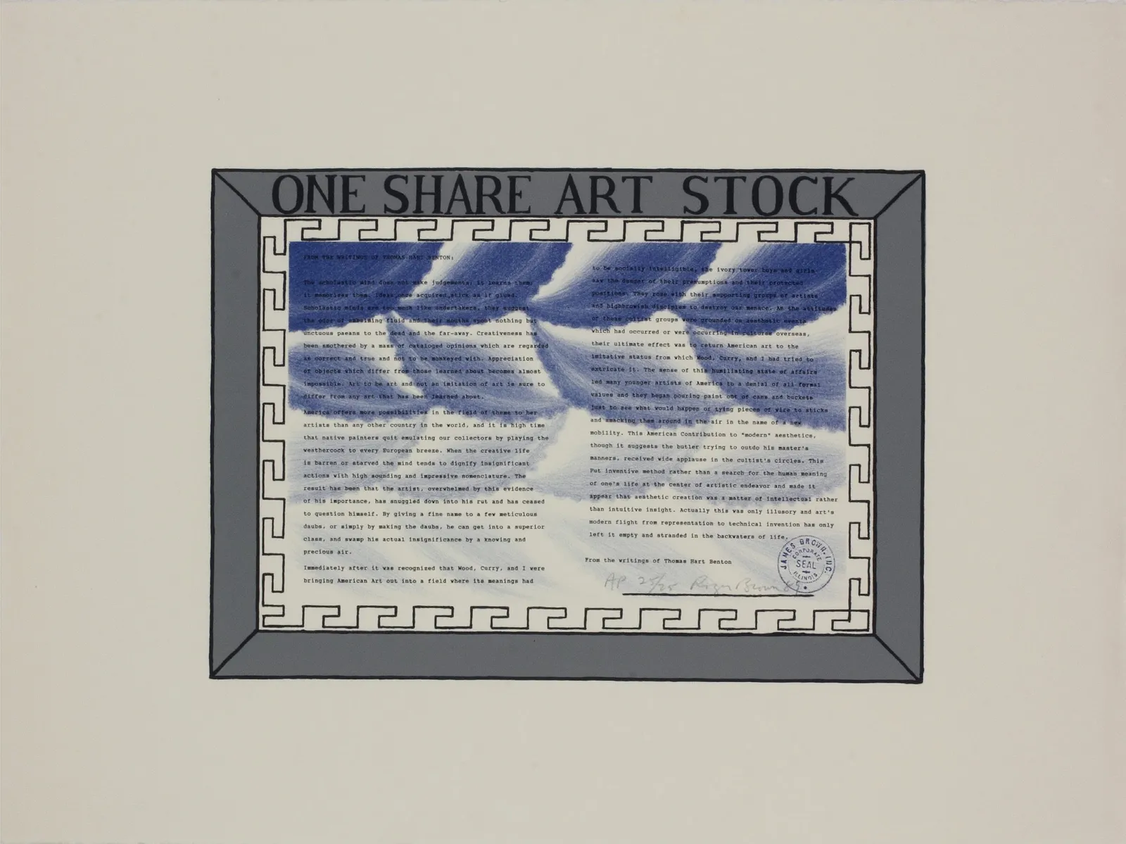 Roger Brown, One Share Art Stock, 1989