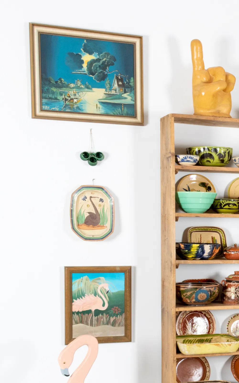 Roger Brown, Studio Left: Unpainted Shelf, with Big Yellow Hands, c. 1995