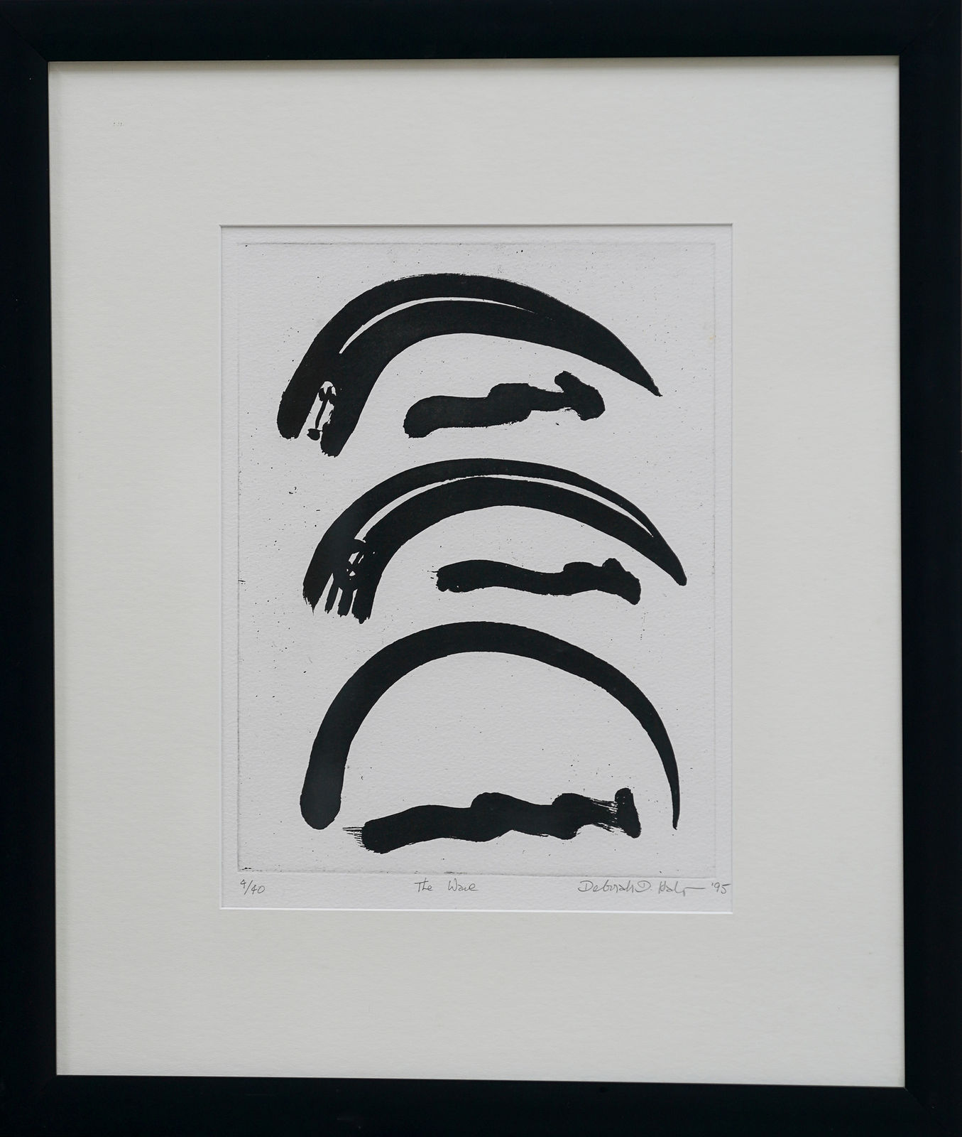 Deborah Halpern’s framed lithograph ‘The Wave’, on display in the Illsley Collection exhibition at kellilundberg.art.