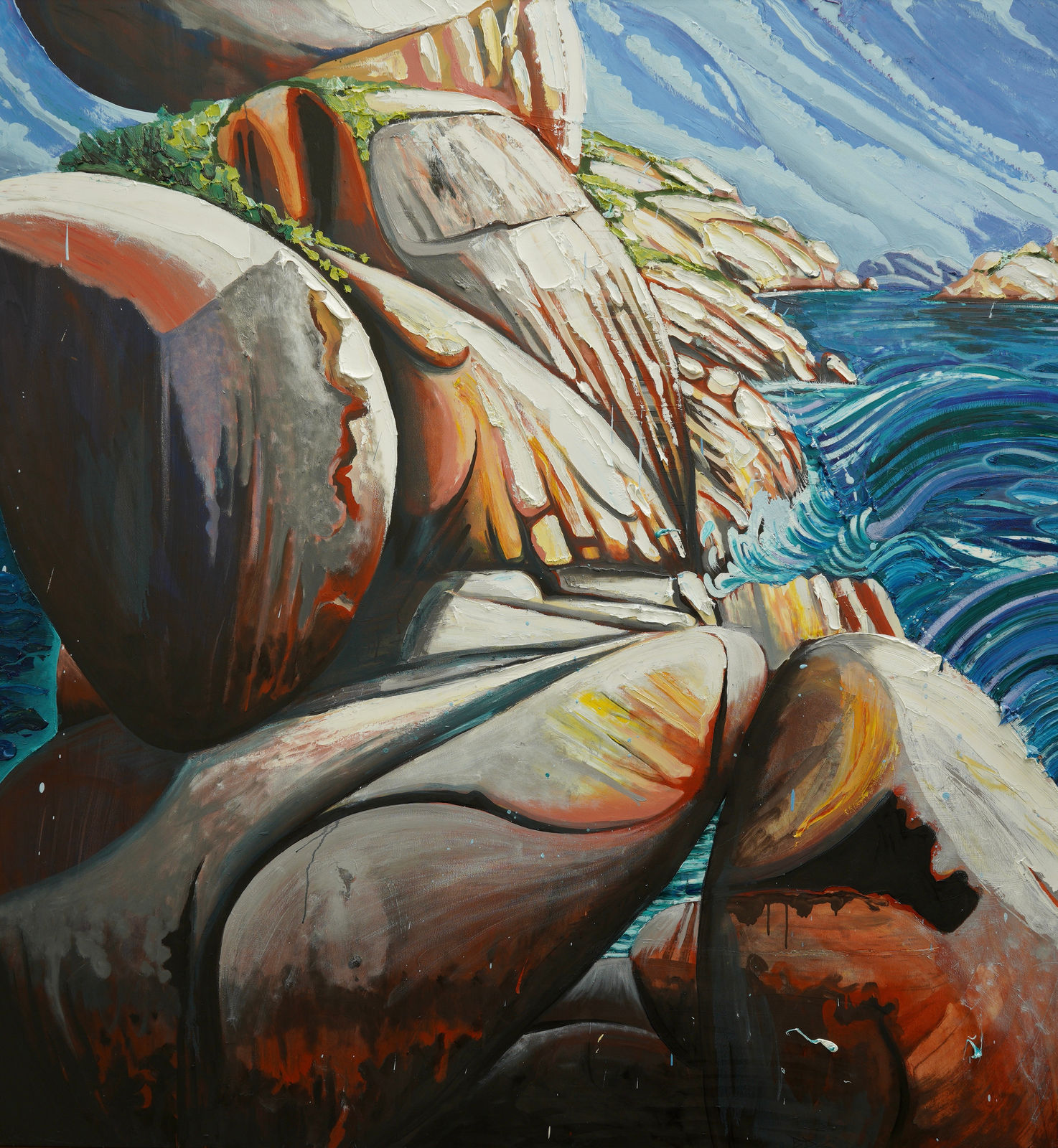 Baden Croft's oil on linen painting titled 'The Glennies' available to view in the kellilundberg.art stockroom on the Mornington Peninsula.