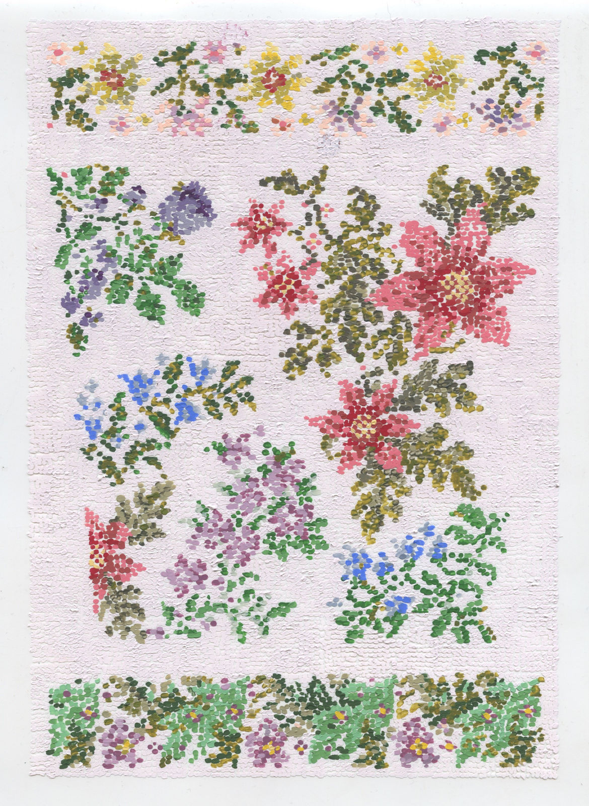 Kirstin Lamb, After Floral Cross Stitch Pattern with Poinsettias, 2021