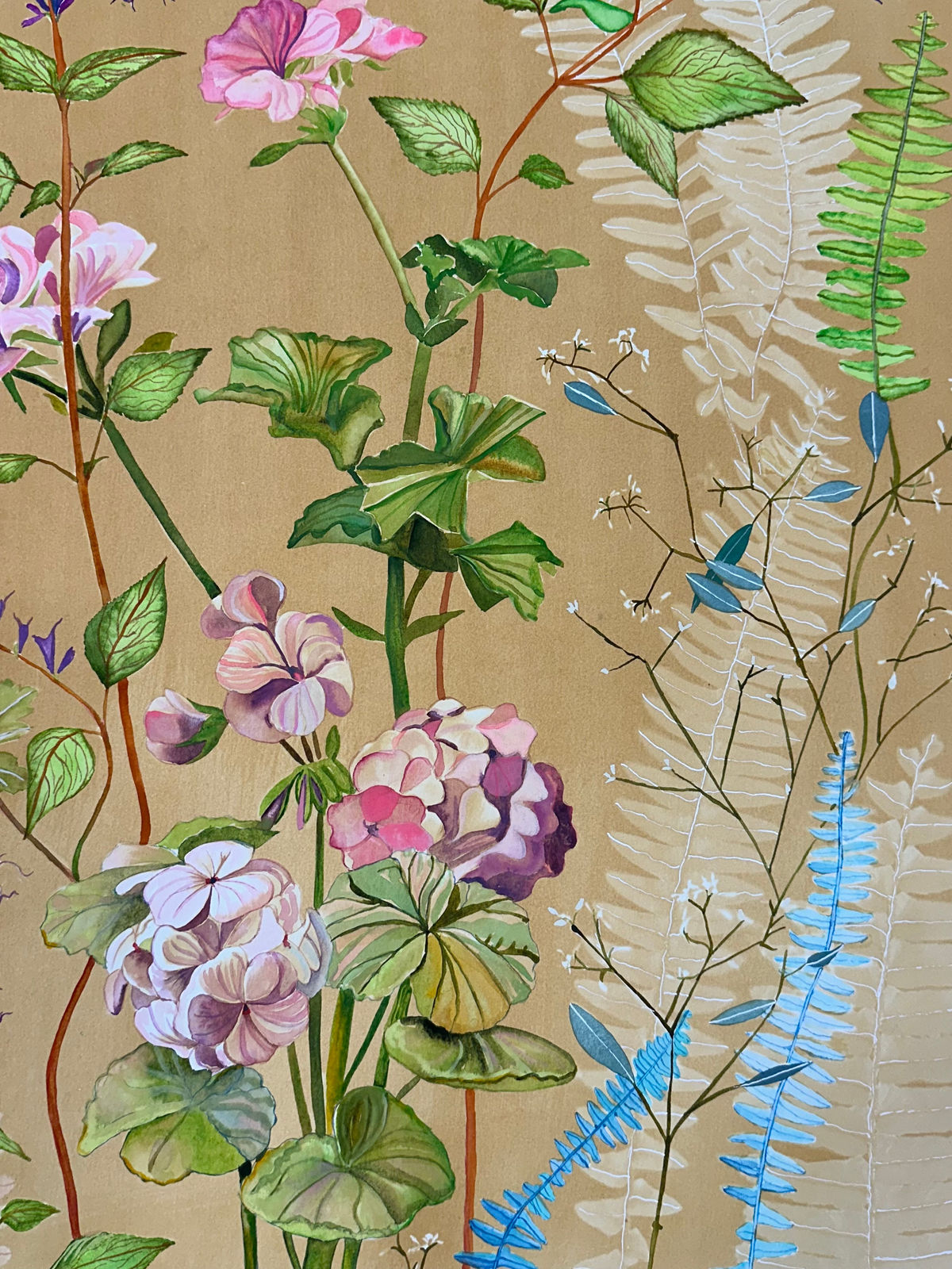 Julia Whitney Barnes, Luminous Nature (Geraniums Hummingbird Ferns, etc.), 2021-'22