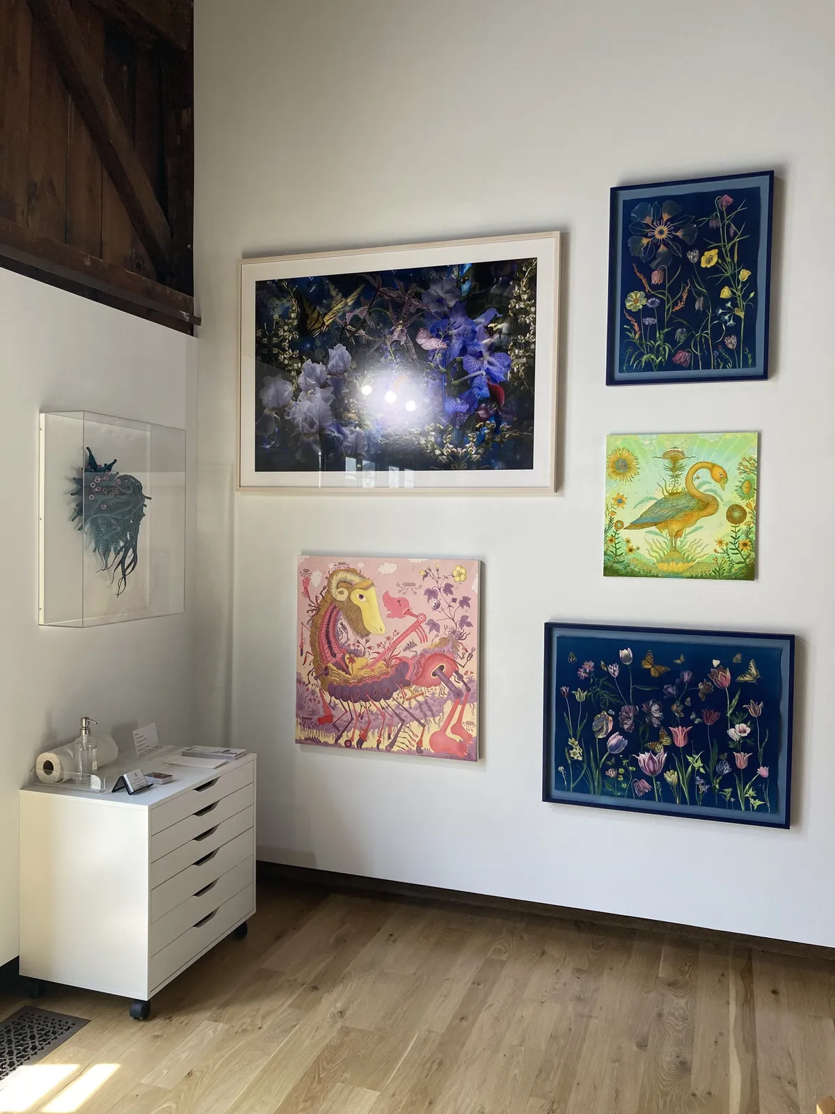 Julia Whitney Barnes, Cyanotype Painting (Tulips, Daffodils, Crocus, Pollinators, etc.), 2021