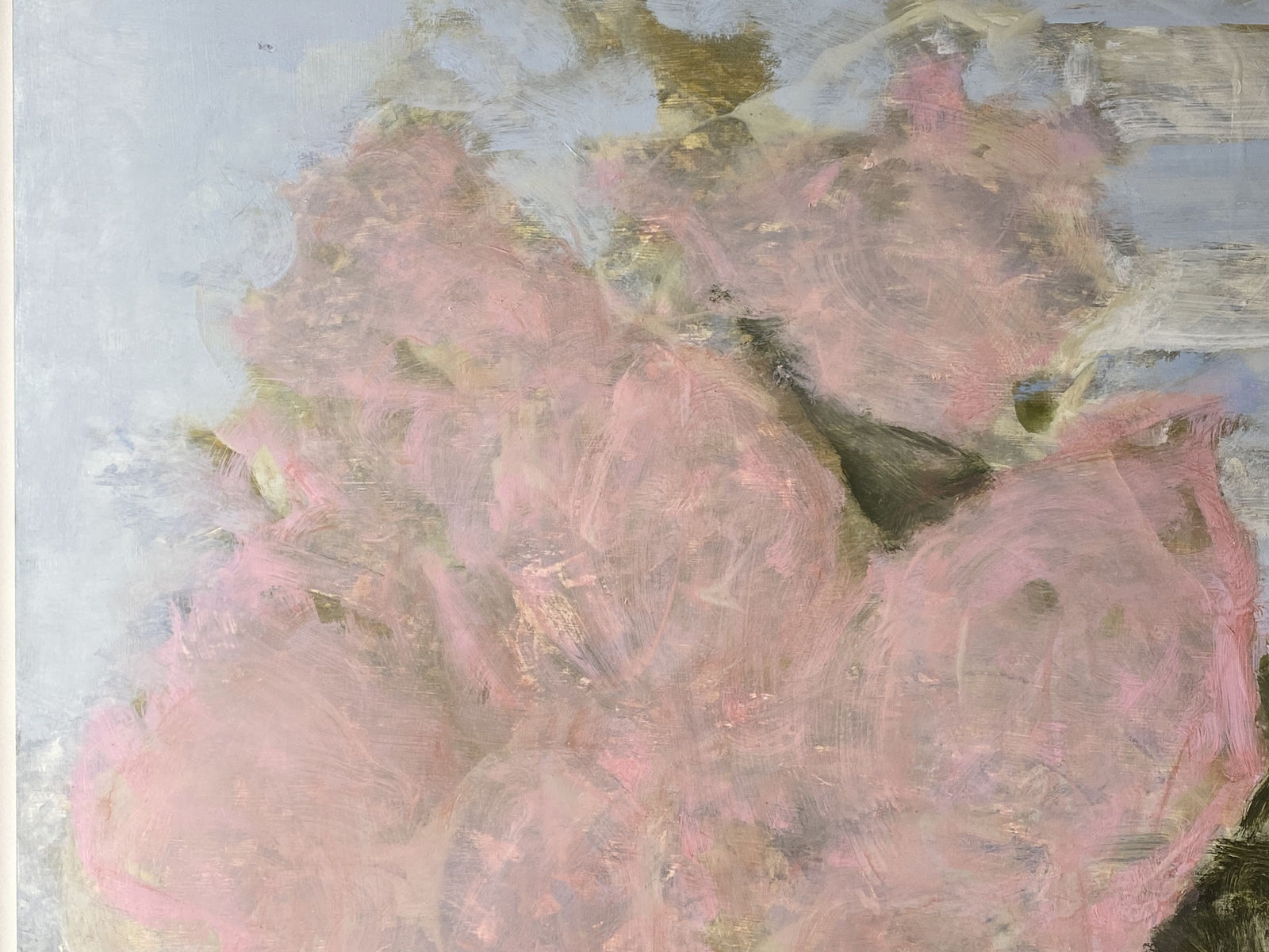 David Konigsberg, Pinks on a Blue Striped Cloth, 2021