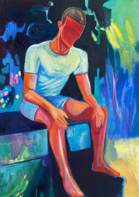 Marc Bauer, Second Wind, (sitting) Blue, 2021