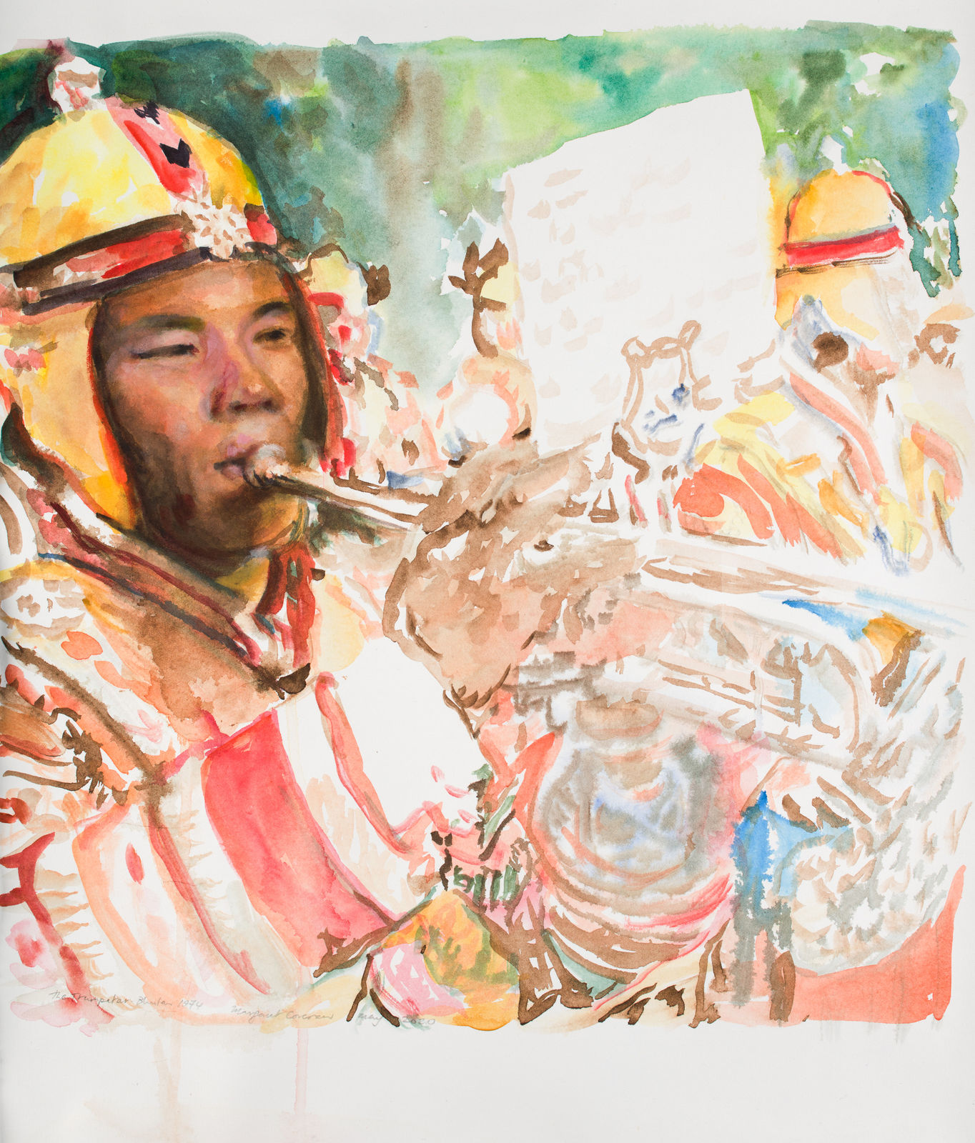 Margaret Corcoran, The Trumpeter -Bhutan 1974, May 2020