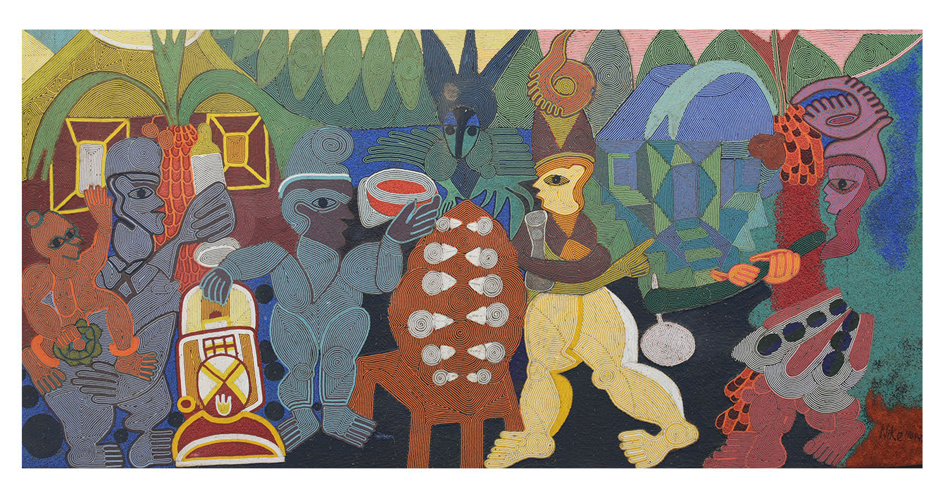 Nike Davies-Okundaye, The palmwine tapper and ayo game, 1969-1970