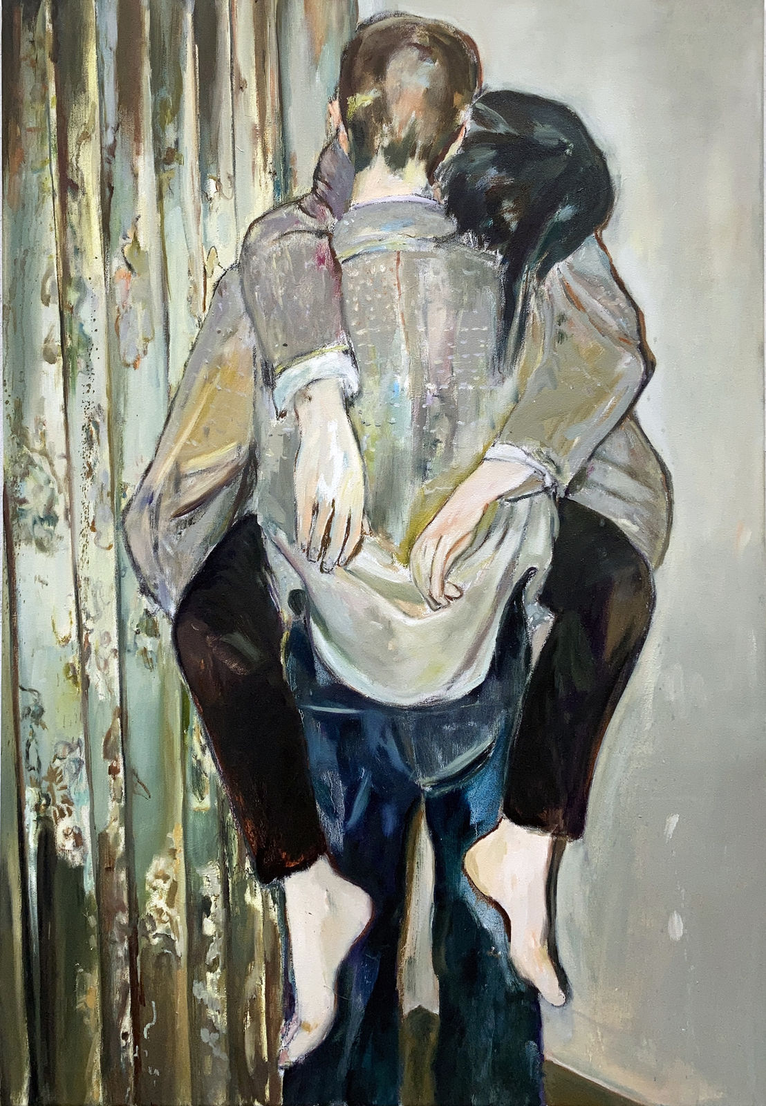 2 Vorhang : catching on in secret 2025 oil on canvas 130 x 90 cm 1