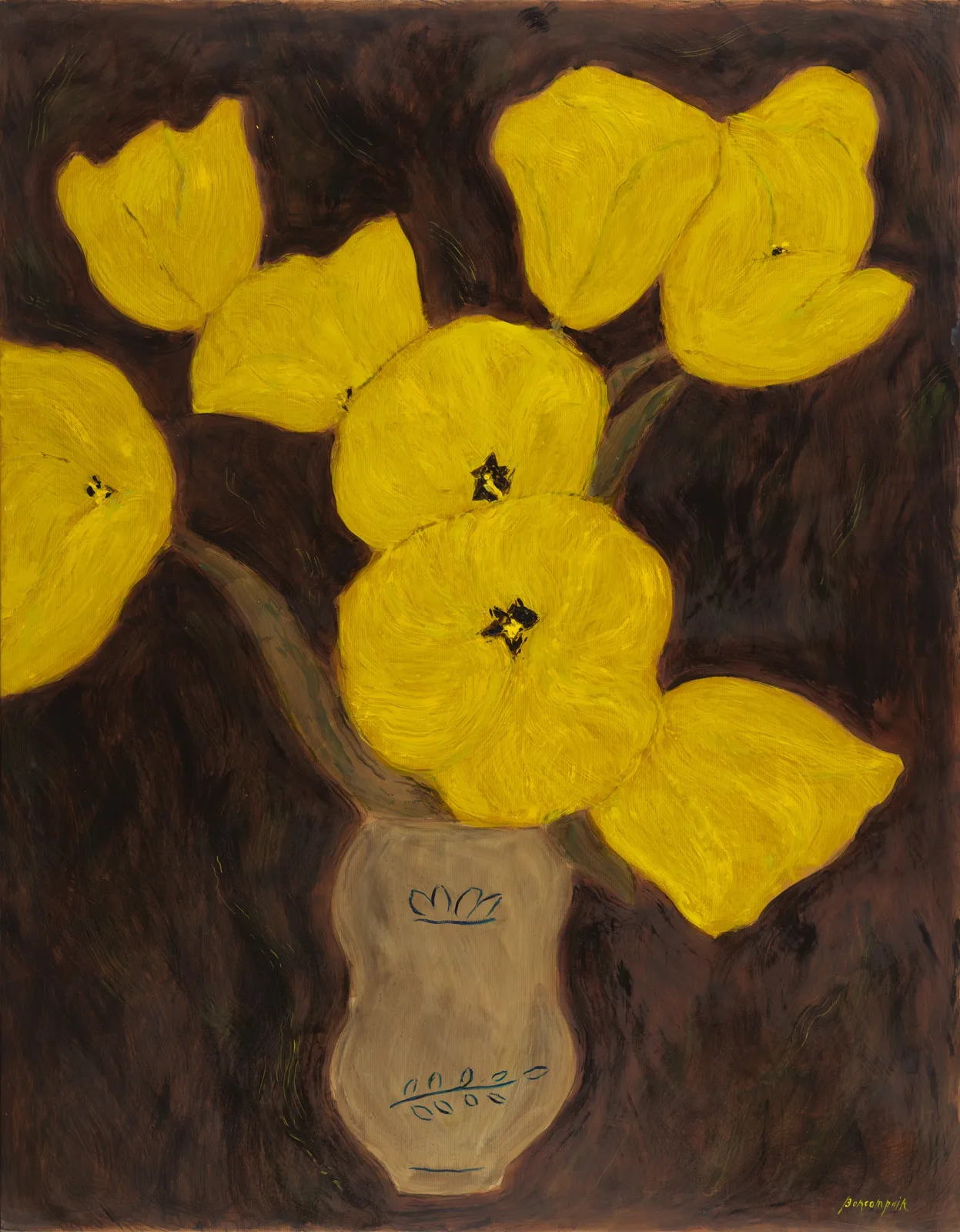 Pierre Boncompain 彭貢潘, Tulipes jaunes la nuit | Golden Tulips in the Night《月下金鬱》, 2023