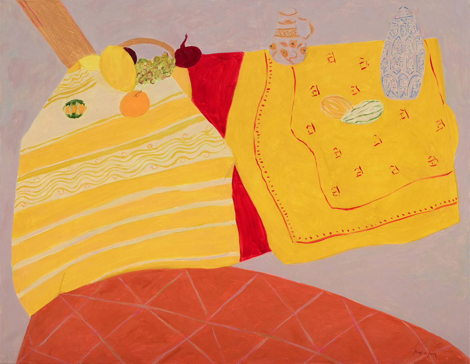 Pierre Boncompain 彭貢潘, Deux nappes jaunes | Two Yellow Tablecloths《金幔成雙》 , 2020
