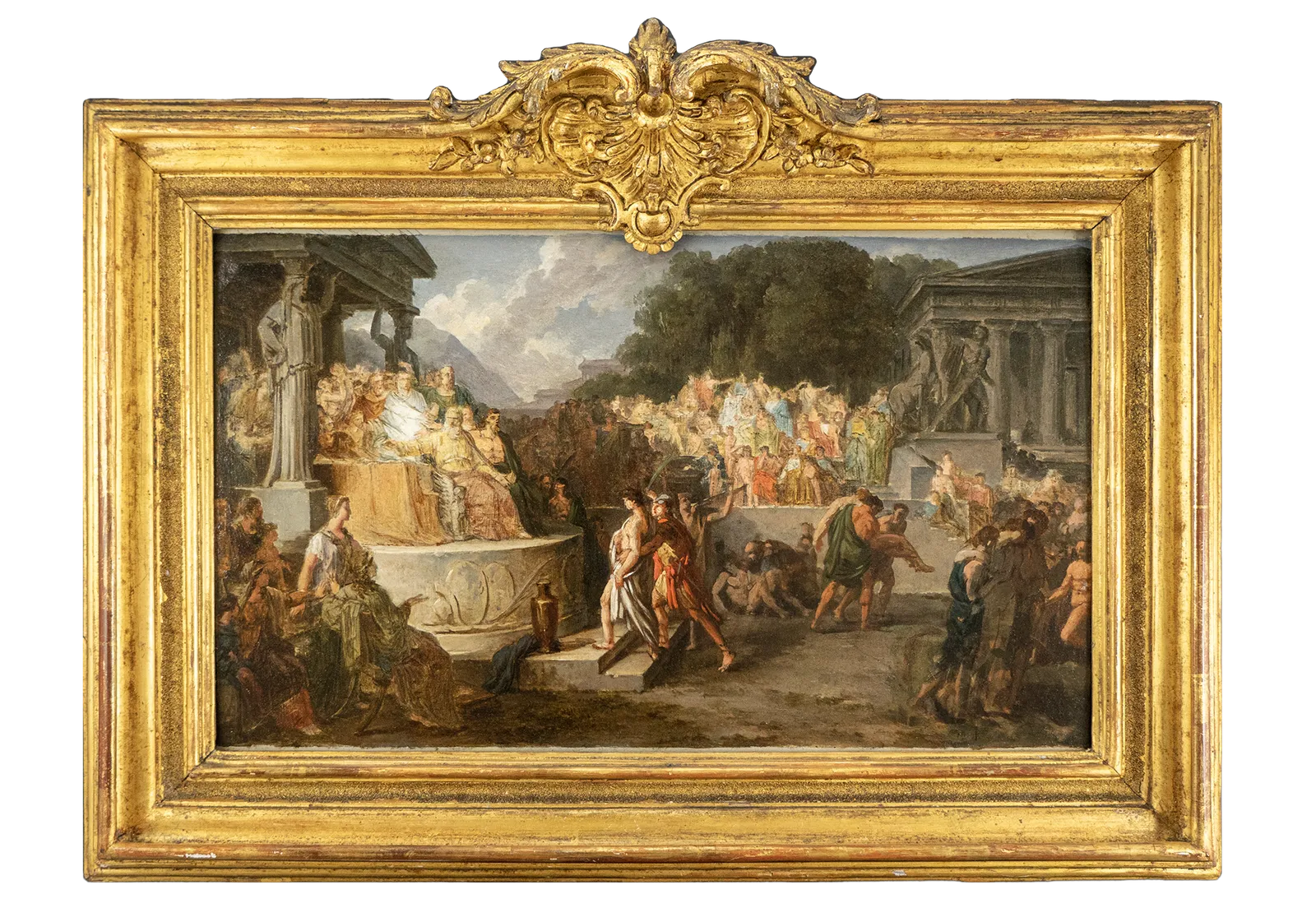 an old master painting by Swiss artist Jean-Pierre Saint-Ours depicting the Greec scene of the Olympic games