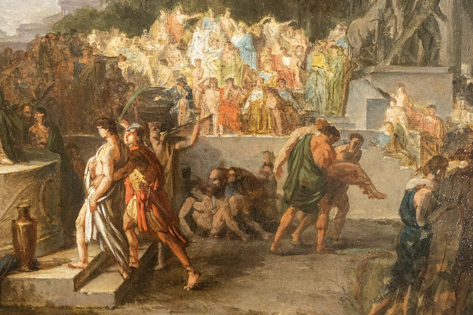 an old master painting by Swiss artist Jean-Pierre Saint-Ours depicting the Greec scene of the Olympic games