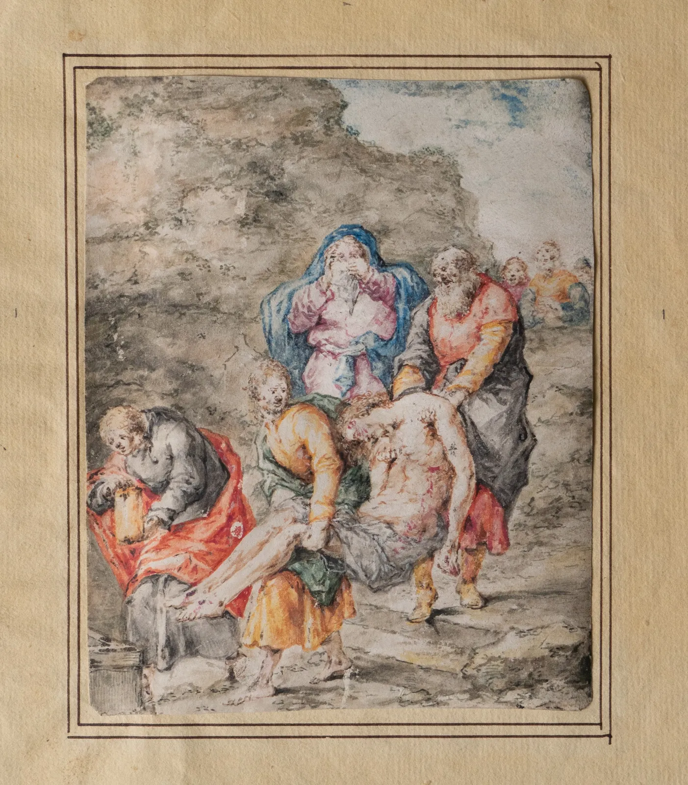 a watercolor by Leonaert Bramer depicting a religious scene