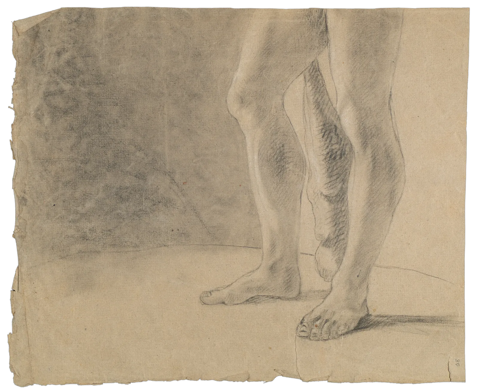 Detailed anatomical study of two legs in pencil by Jacques-Laurent Agasse, highlighting muscles and tendons by Jacques-Laurent Agasse..