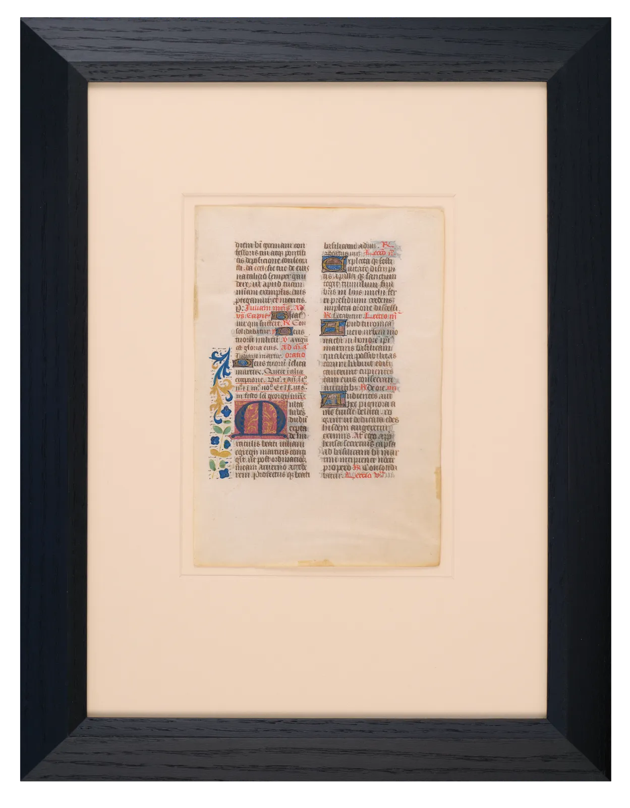 Illuminated text leaf from a Breviary made in Tours, France