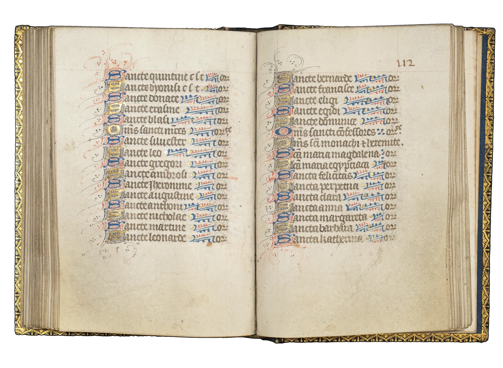 An authentic Book of Hours from Medieval Bruges, 15th century, illuminated by the Mildmay Master from the workshop of Guillaume Vrelant, with illuminations and many floral ornaments and medieval beasts.