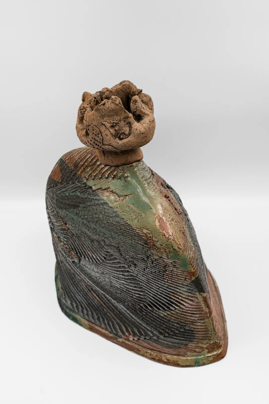 Kimpei Nakamura b. 1935 Bottle Vase Signed on underside; signed tomobako stoneware 14 1/2 x 14 in