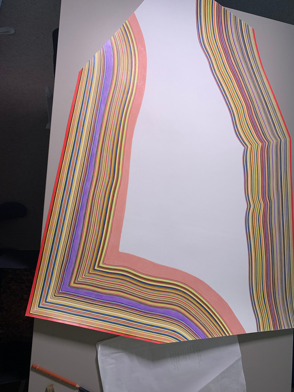 Overhead view of Wonder Woman in progress.