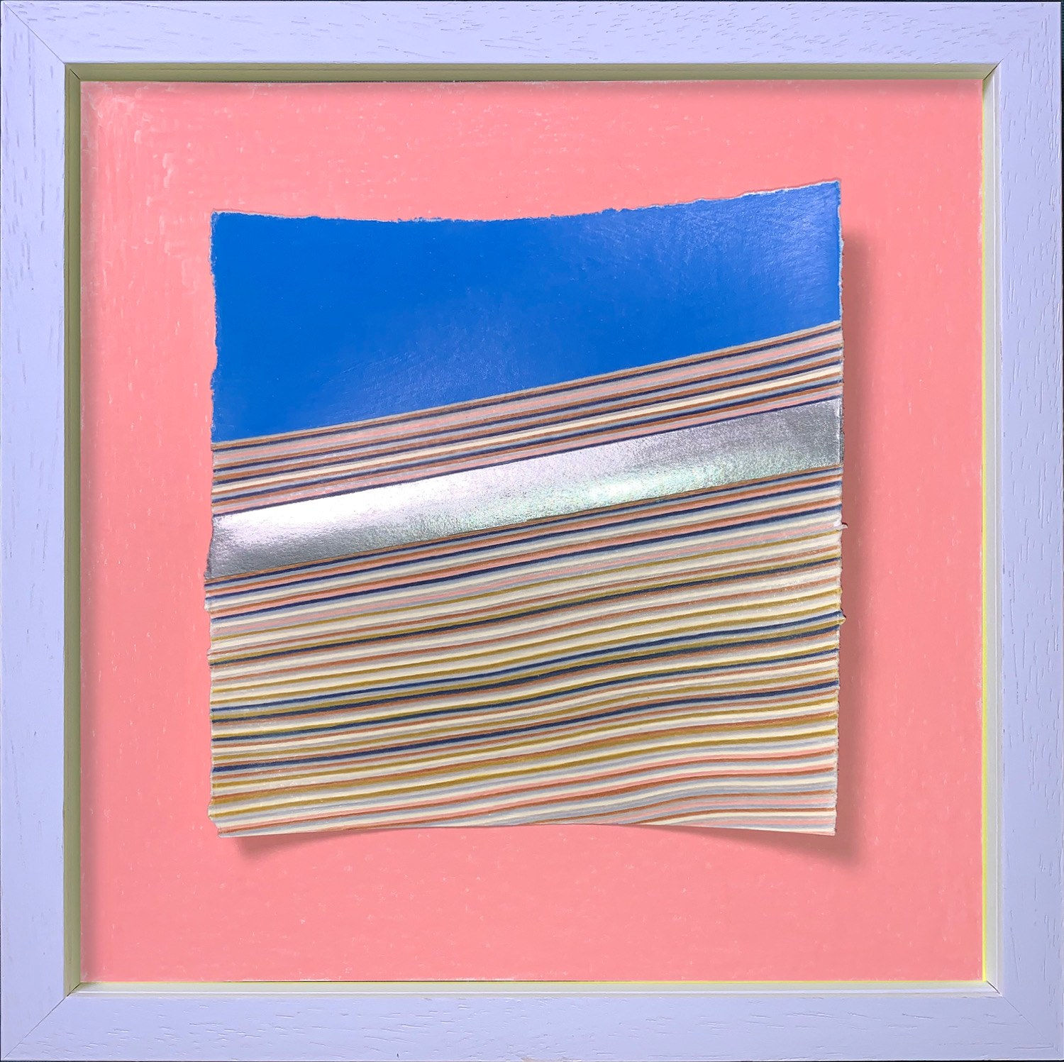 Pink Beach. Colour Pencil and Metallic Acrylic Paint on Paper.