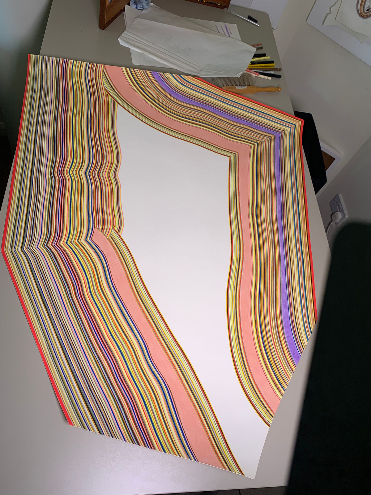 Overhead view of Wonder Woman in progress.