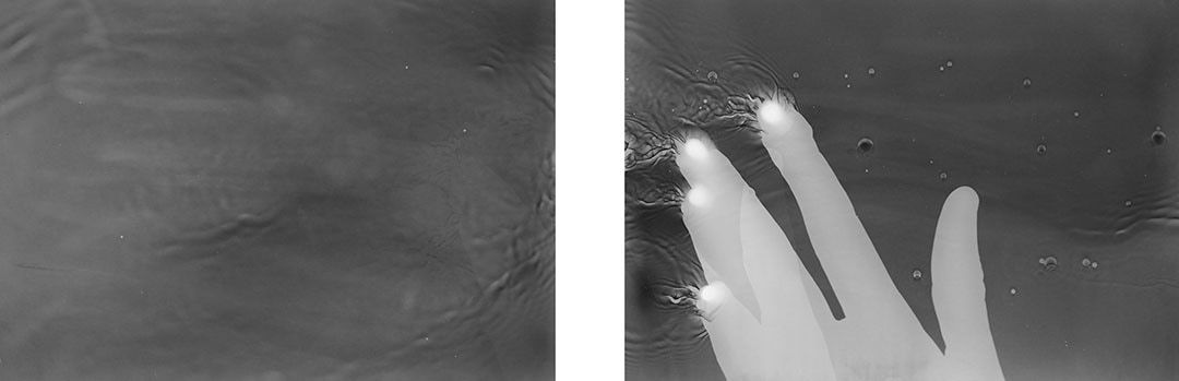 Kate Beaugié, Hand through Developer Diptych, 2019