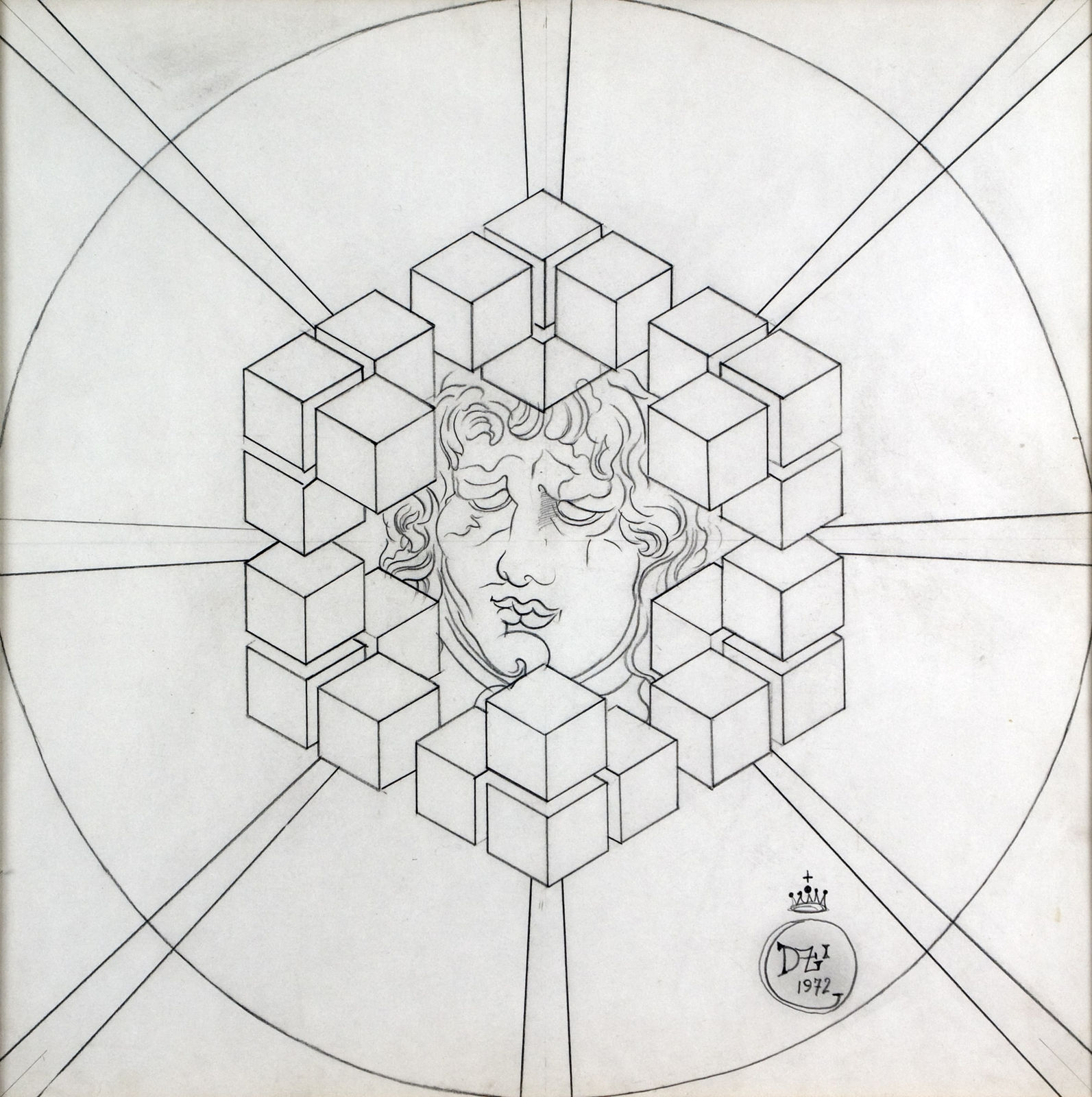 Salvador Dalí, Mascaron dans des Cubes, 1972