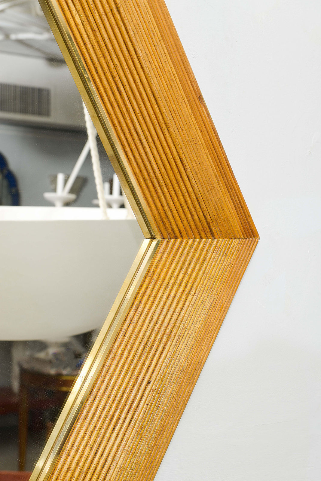 Contemporary Italian Hexagonal Rattan Mirror, 21st Century