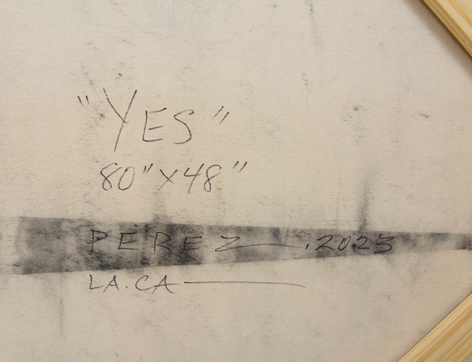 Monica Perez, Monica Perez "Yes" Original Charcoal on Canvas 2023, 2023