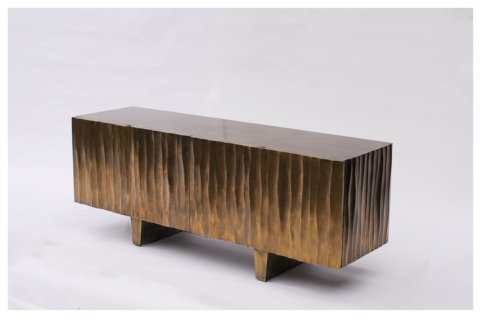 Atelier Stefan Leo, Bespoke Patinated Brass Wave Sideboard, 21st century
