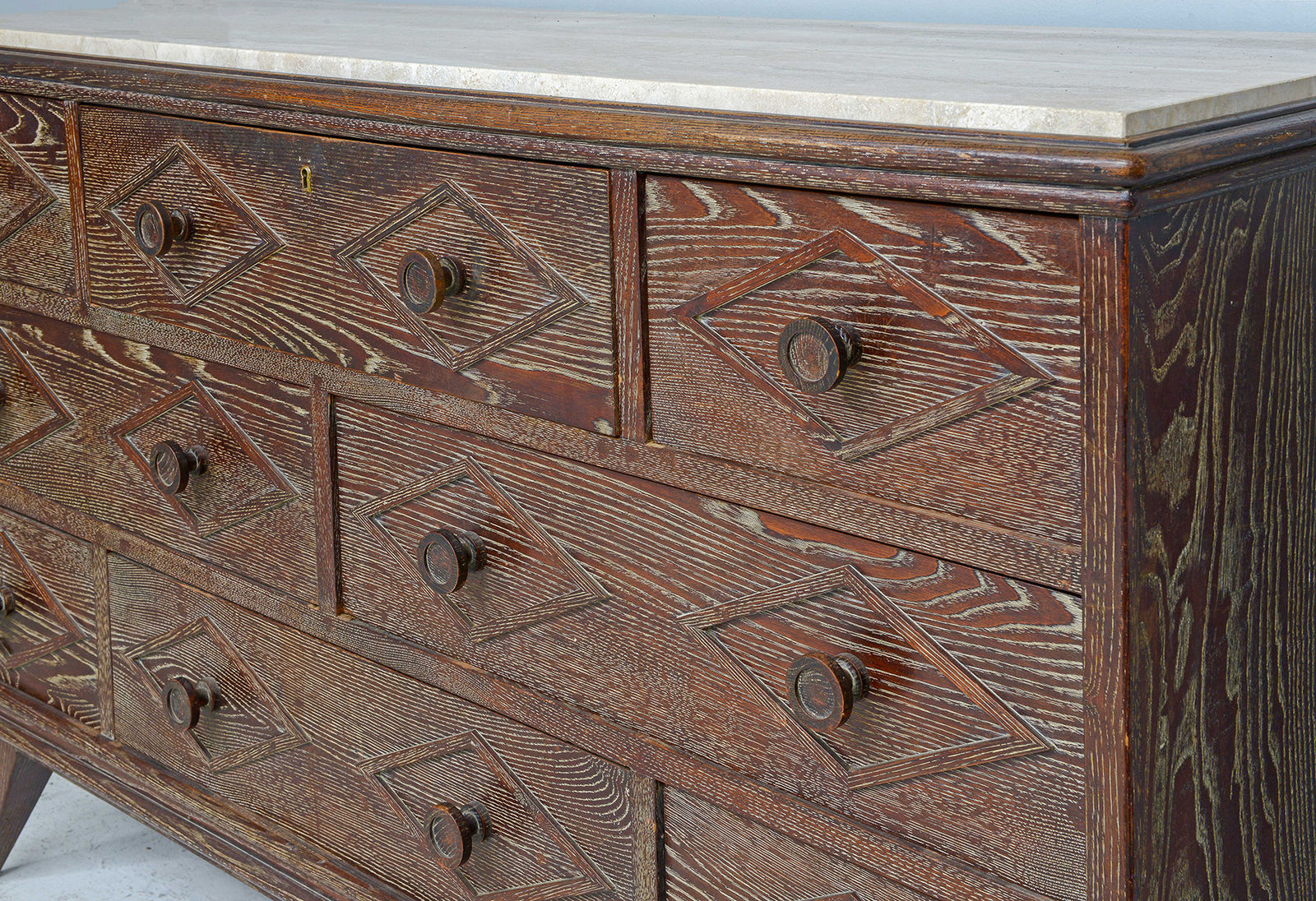 Bespoke Cerused Oak Chest in the Mid-Century Manner, 21st century