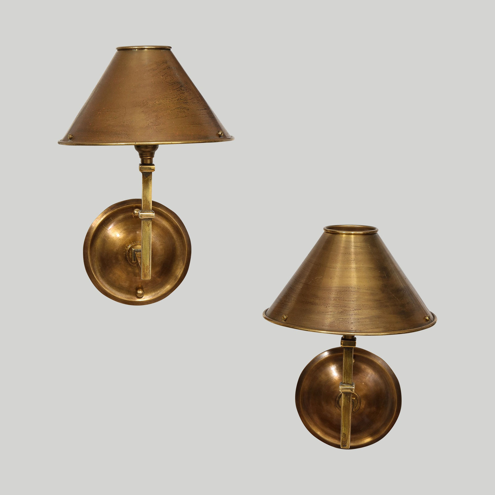 Pair of Custom Patinated Brass Sconces