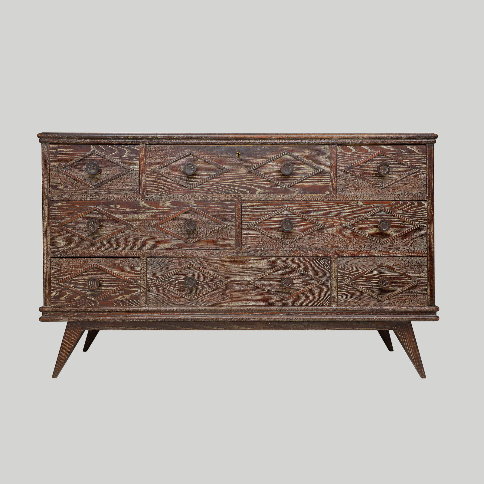Bespoke Cerused Oak Chest in the Mid-Century Manner, 21st century