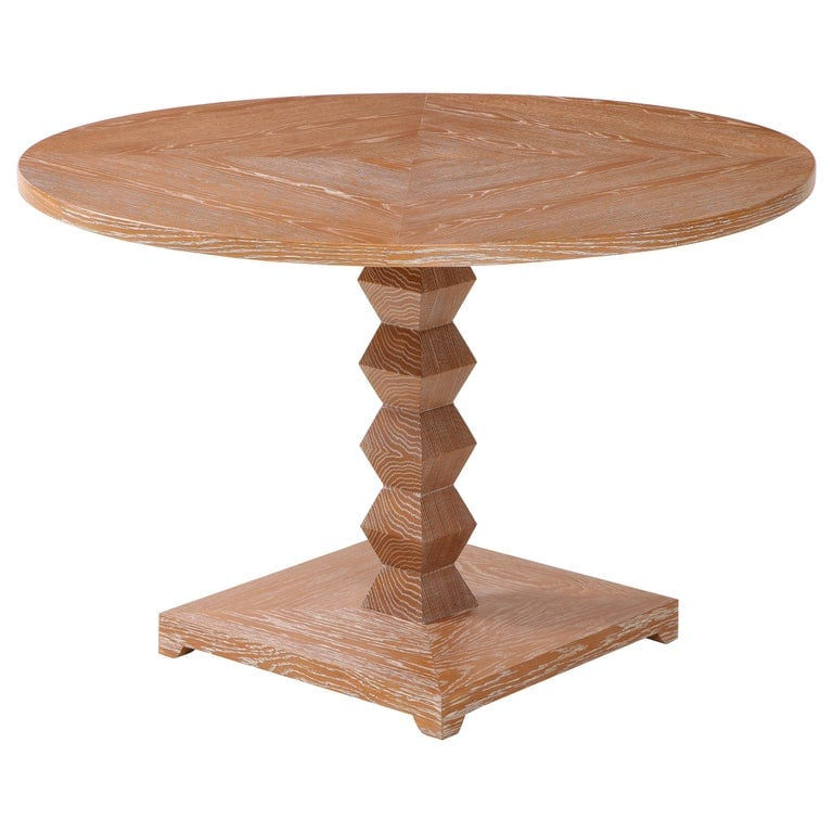 Custom Cerused Oak Center Table Inspired by French 1940s Design, 21st century