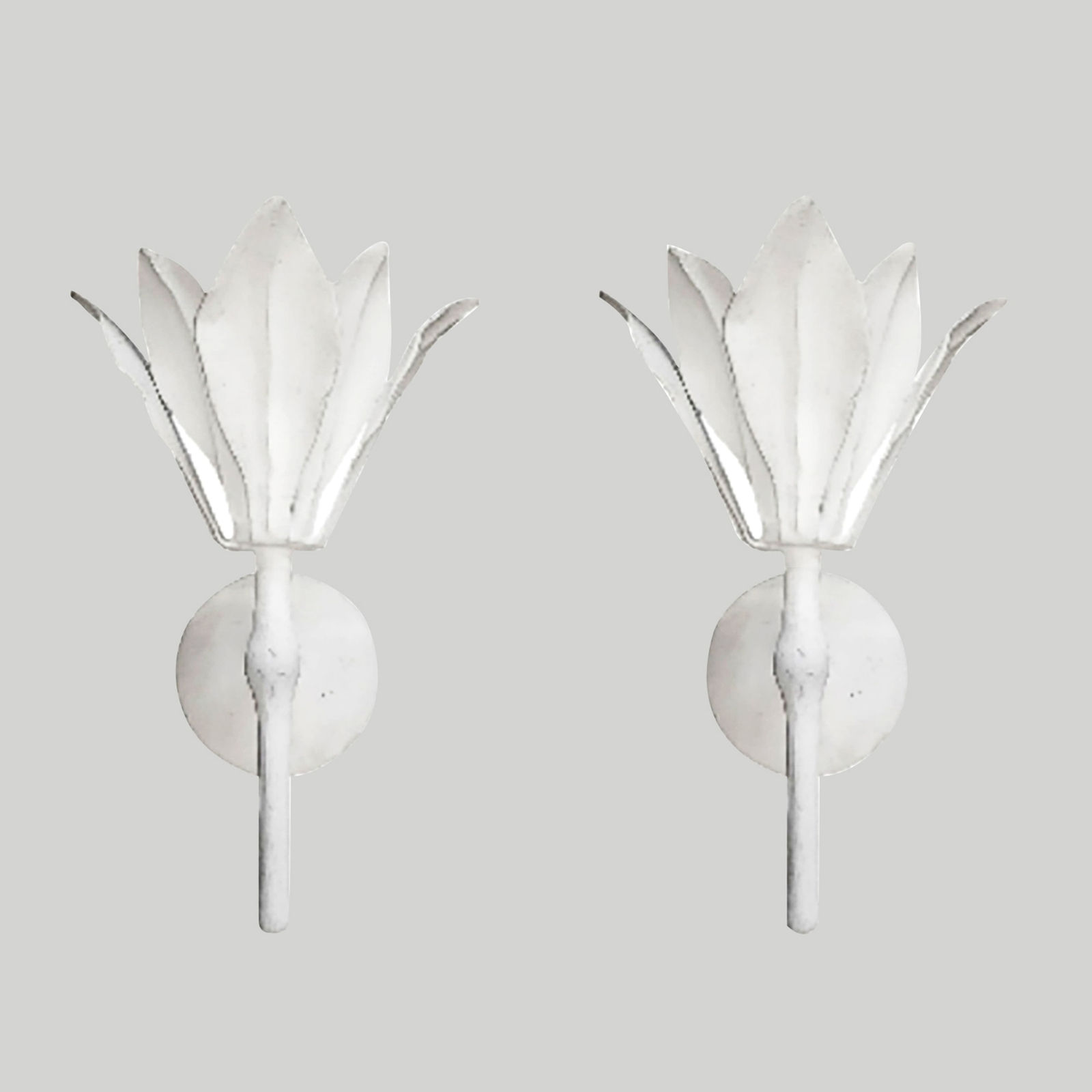 Custom Pair of Single Fleur Plaster Sconces