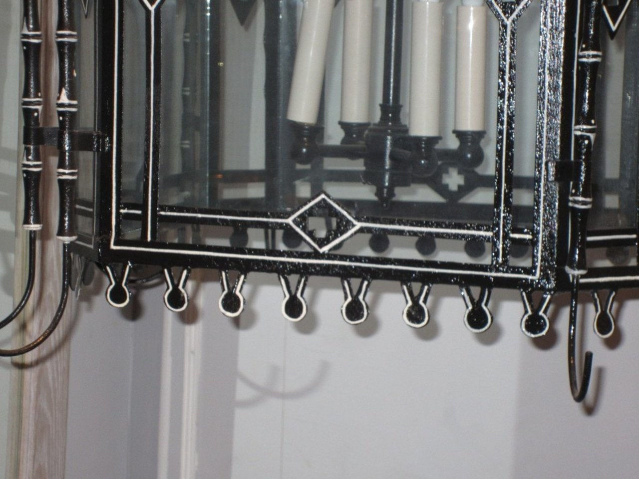 Custom Black and White Tole Lantern, 21st century