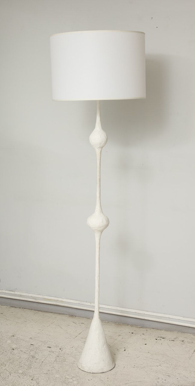 Handcrafted Plaster Floor Lamp/ Torchiere in the Giacometti Manner