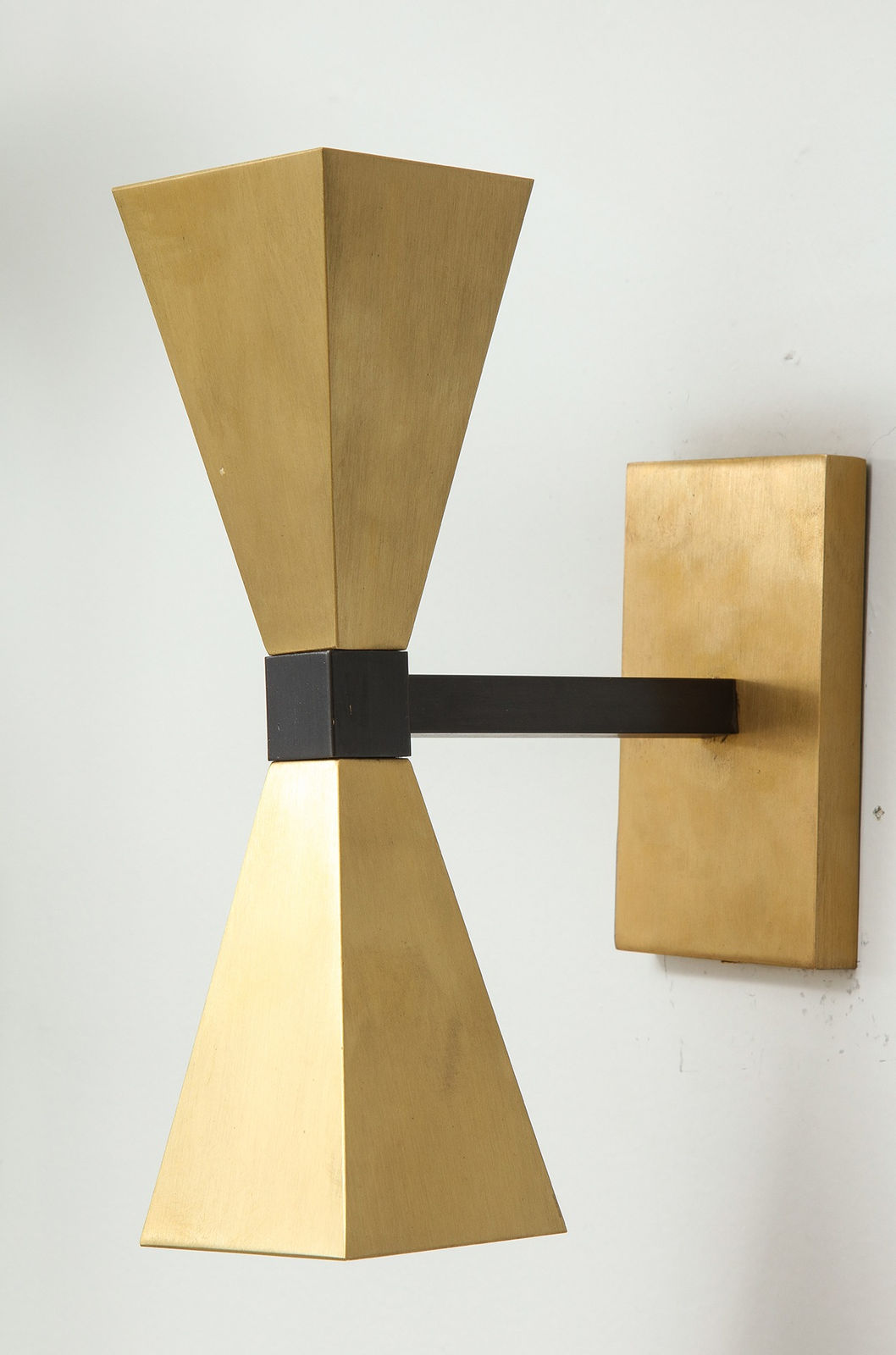 Pair of Custom Brass Sconces in the Style of Mid-Century Modern, 21st century