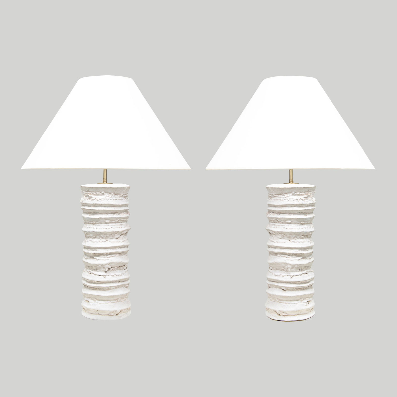 Peter Lane, Pair of Bespoke Sculptural Ceramic Accordion Lamps, 21st century