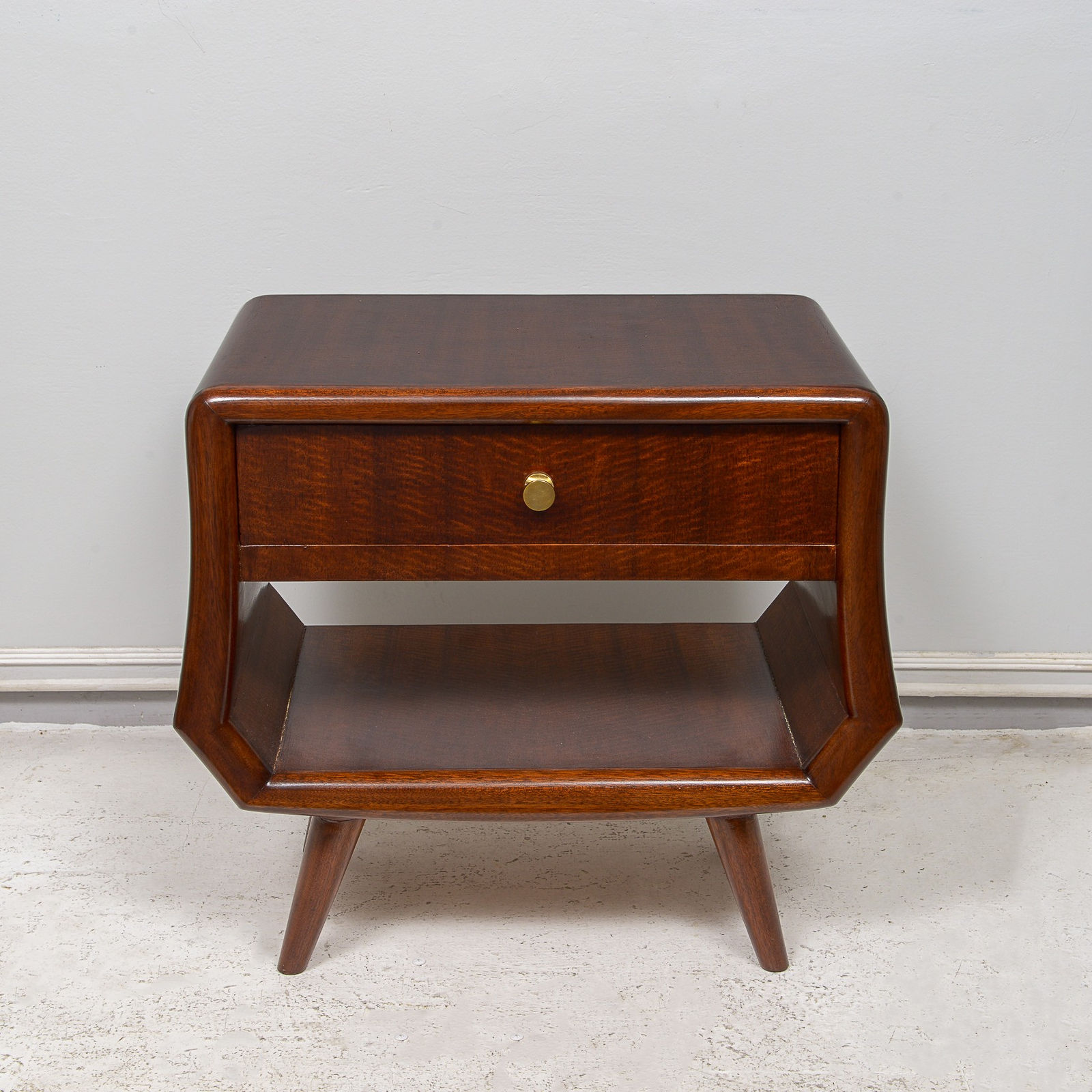 Pair of Italian Mid-Century End Tables with Central Drawers, c 1950s