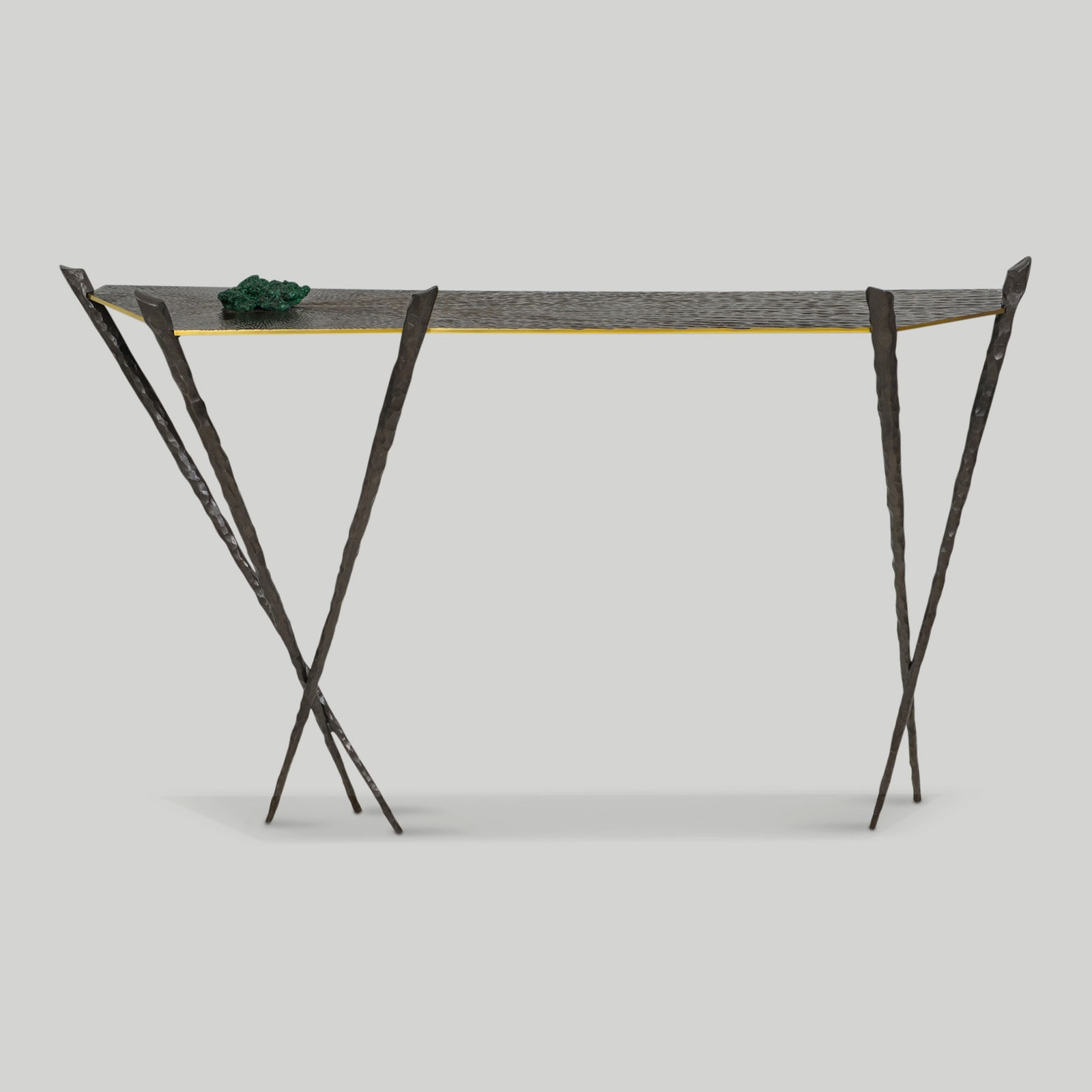 Franck Chartrain, Hand-Hammered Bronze and Iron Meteorites Console, 21st century