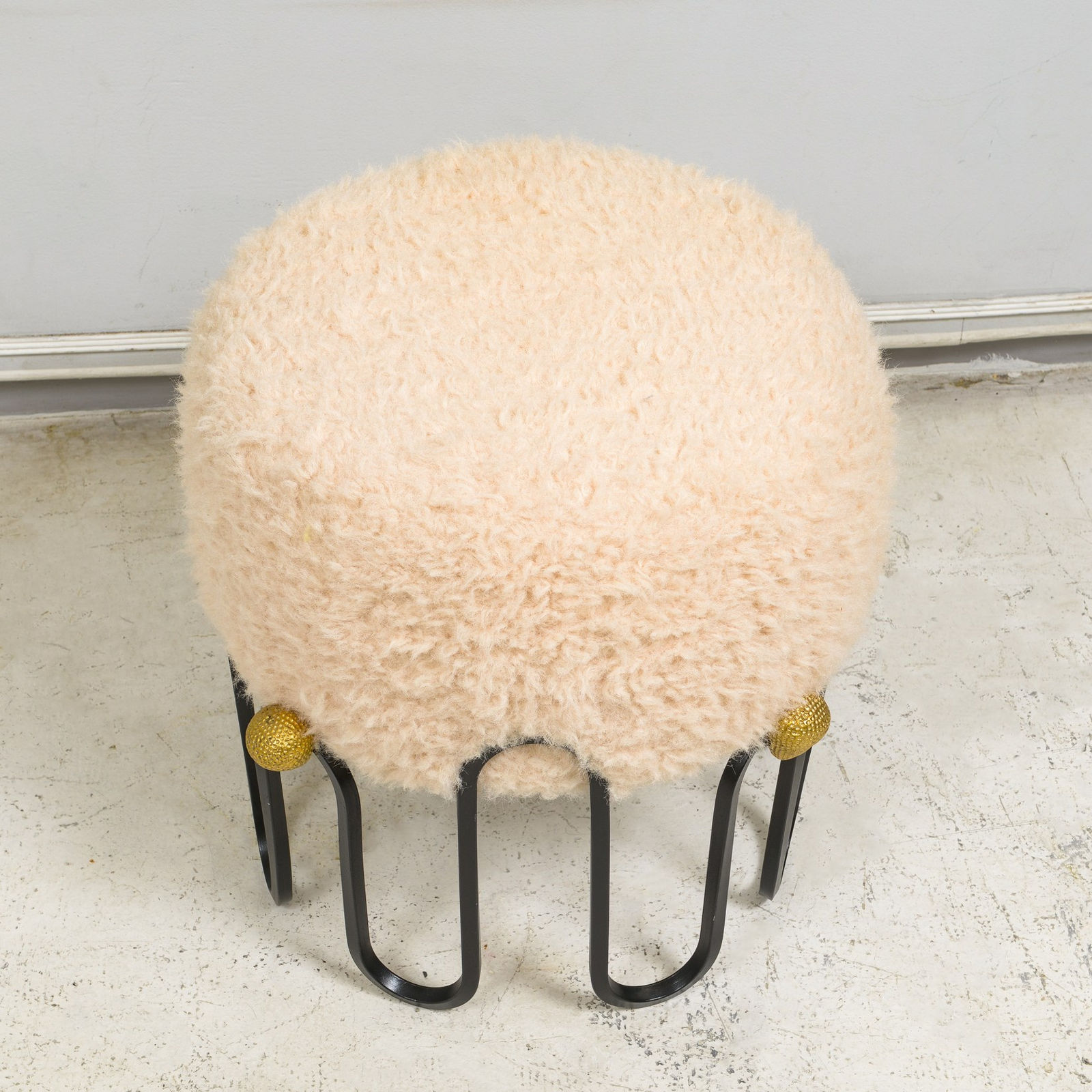 Pair of Stools with Boucle Fabric