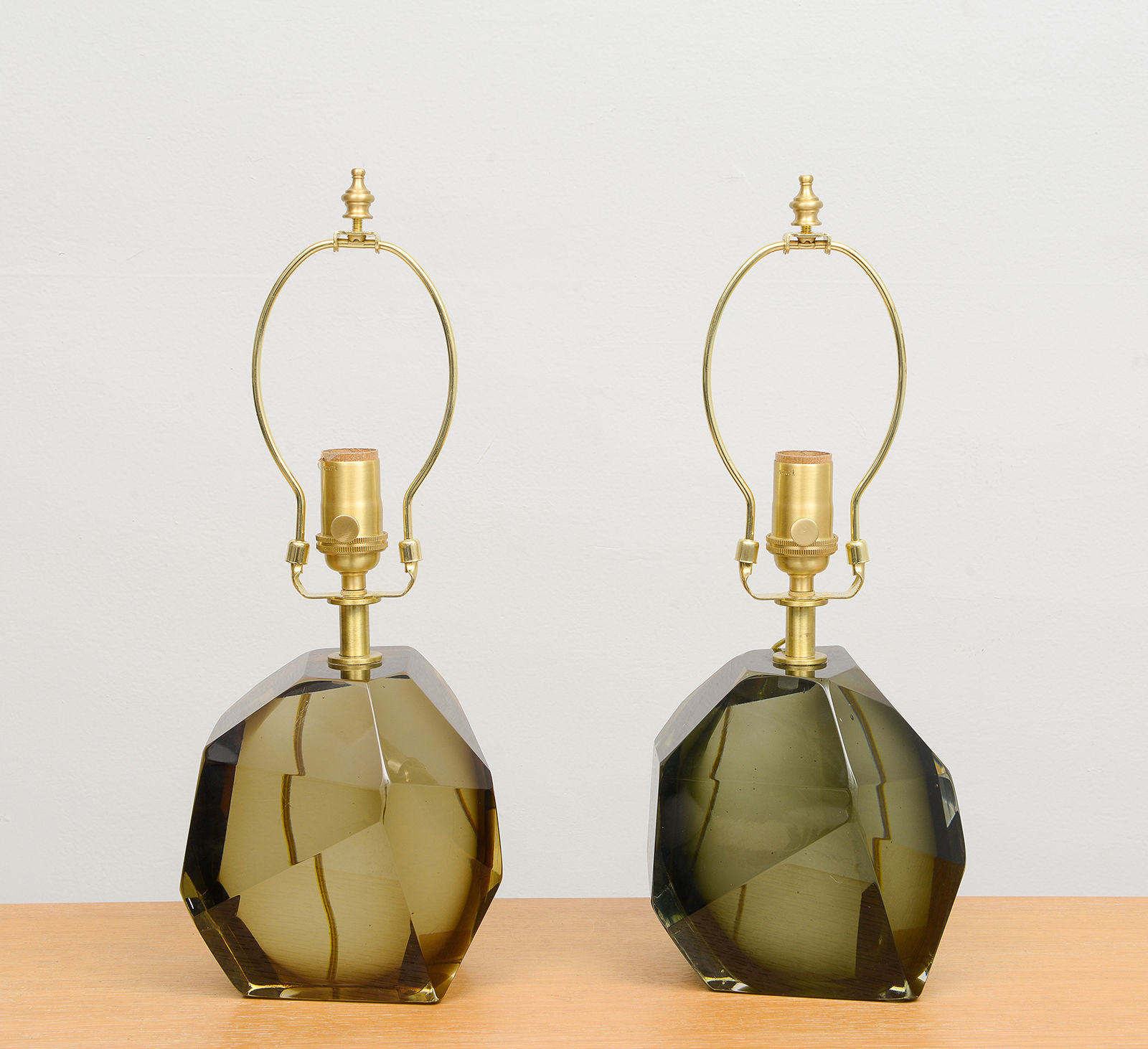 Pair of Contemporary Murano Amber Table Lamps, 21st century