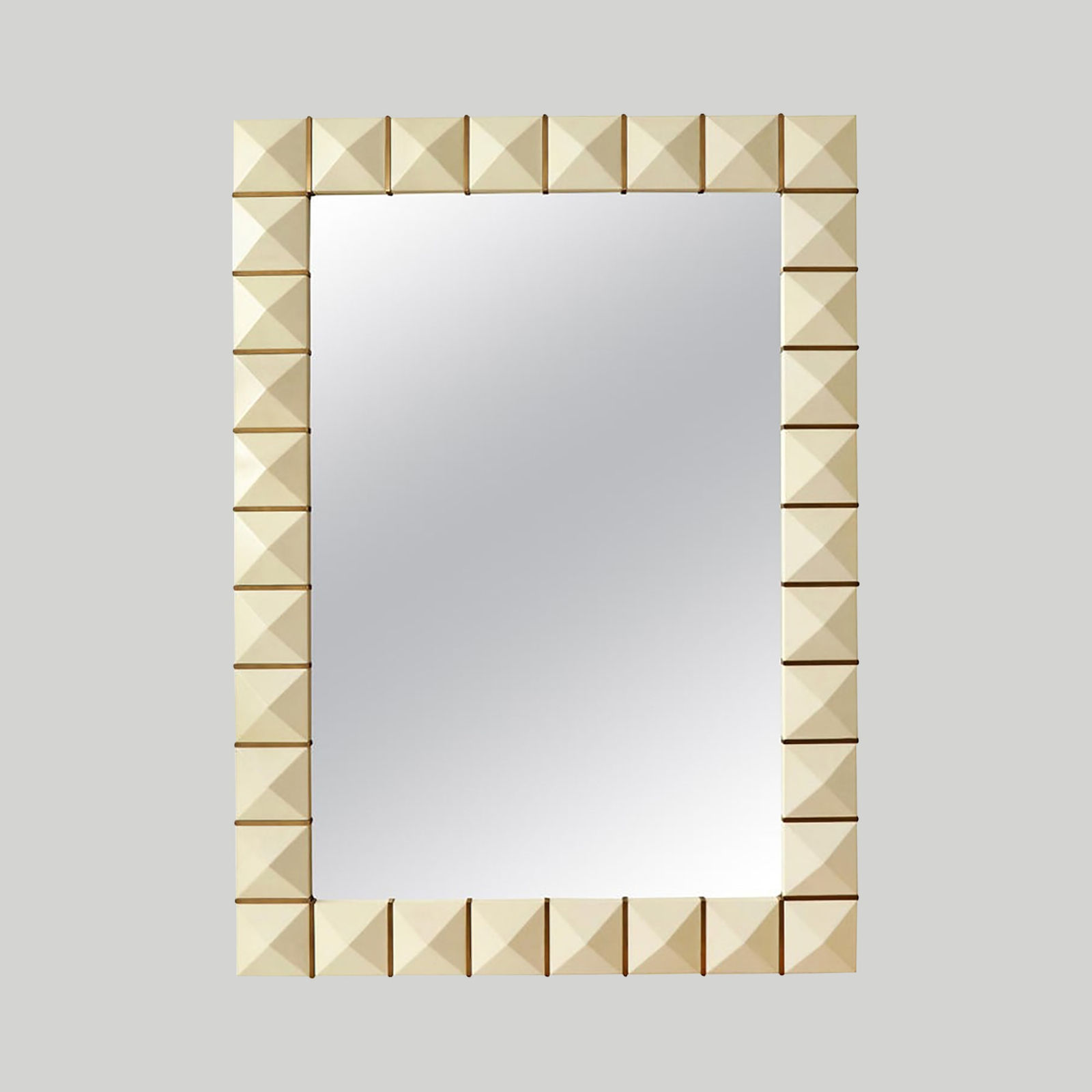 Custom Geometric Parchment Mirror with Inlaid Brass