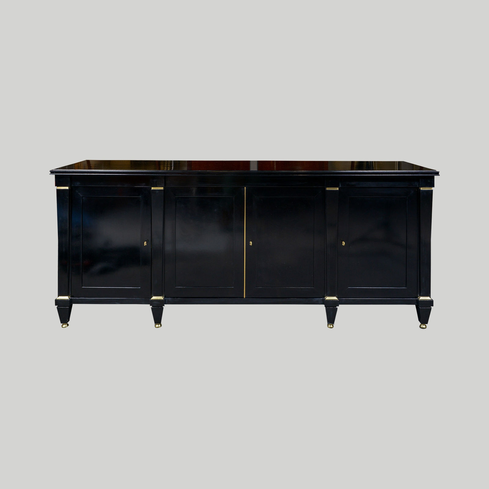 Bespoke Ebonized Architectural Sideboard with Bronze Mounts, 21st century