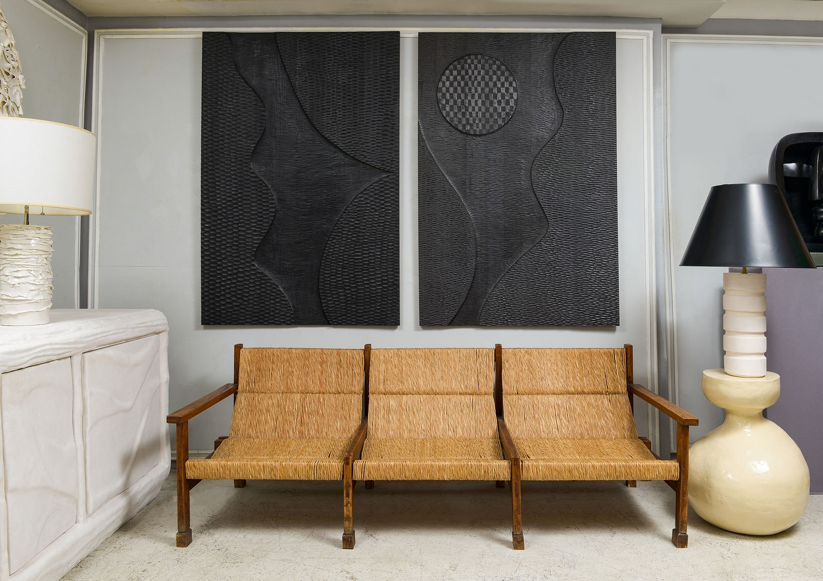 French Rattan Settee, 20th century