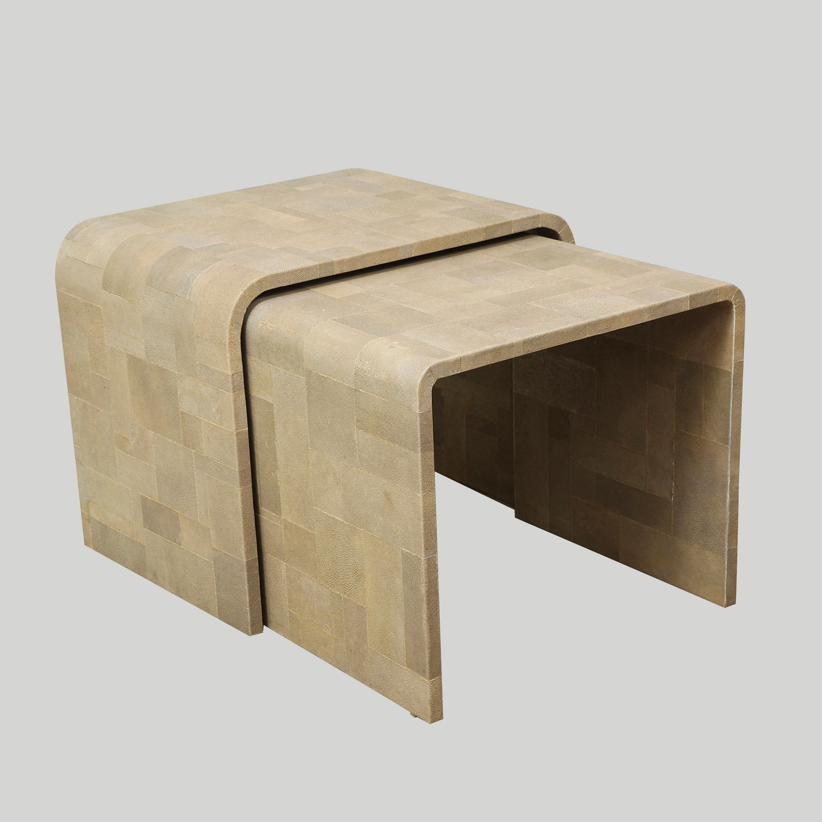 Custom Shagreen Patchwork Nesting Tables. Set of 2.