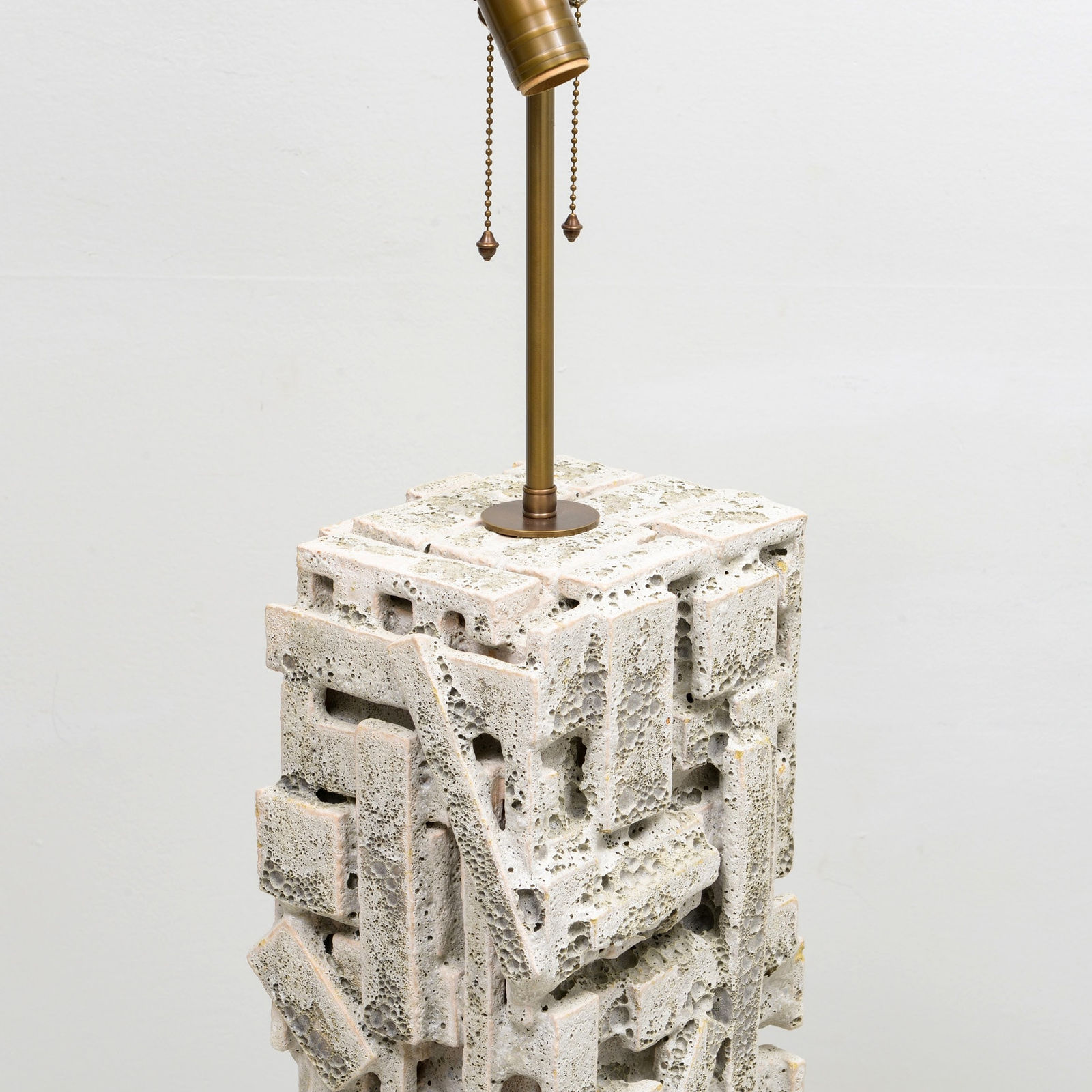 Shizue Imai, Bespoke Rectangular Sculptural Ceramic White Glazed Table Lamp , 21st century