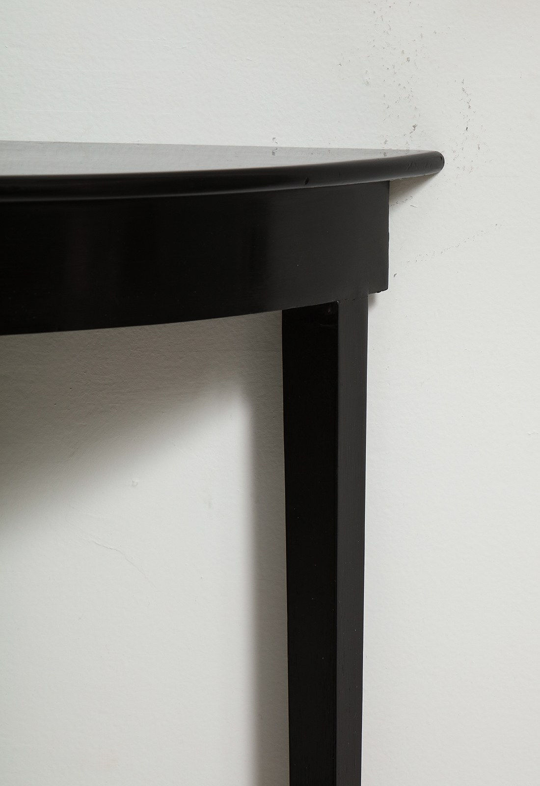 Custom Ebonized Demilune Console on Tapered Legs, 21st century