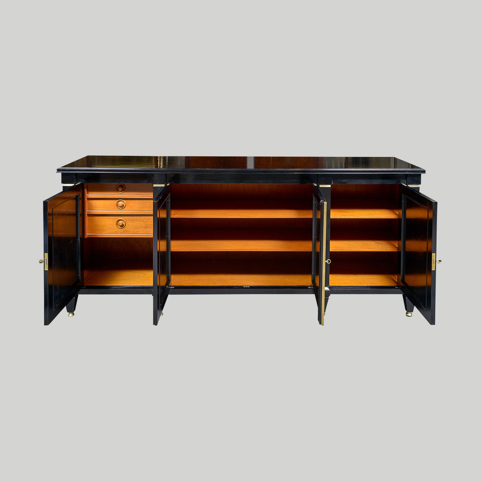 Bespoke Ebonized Architectural Sideboard with Bronze Mounts, 21st century